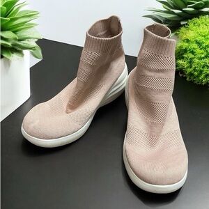 Tan Knit slip on Sneakers with Chunky Sole